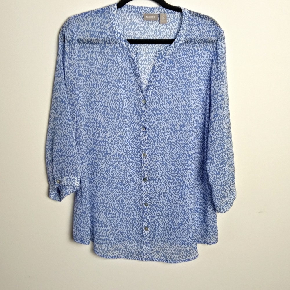 Chico's Blue and White Blouse Size 2
